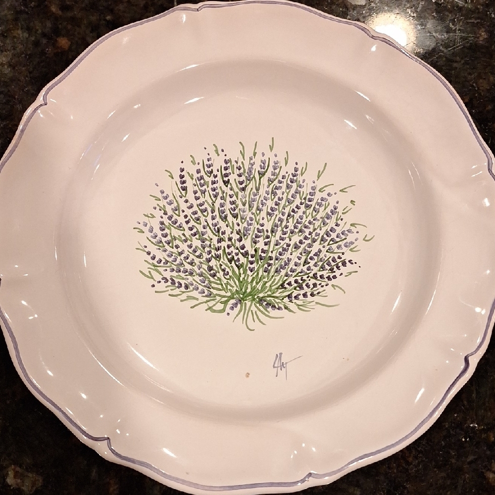 Signed Lavender  Atelier Anna Ceramic Plate Circa June/ 2000